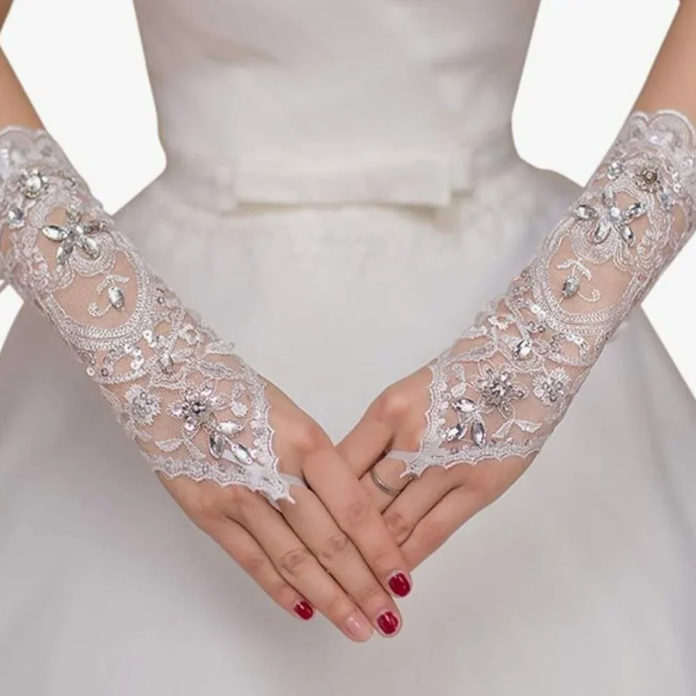 Rhinestone Bridal Gloves